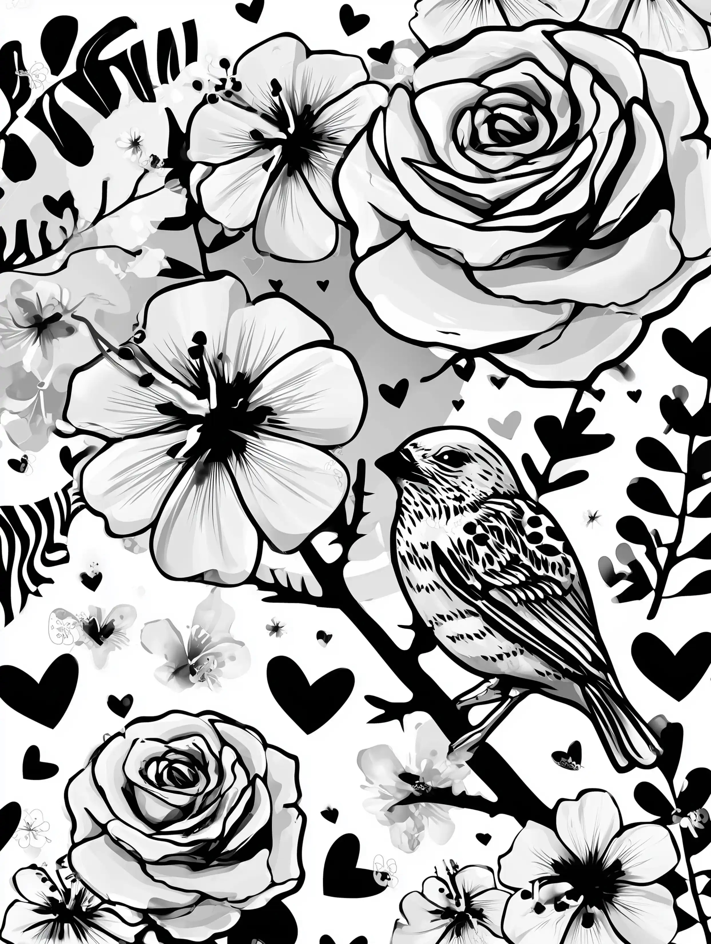 Free printable coloring pages floral featuring a bird on a floral branch